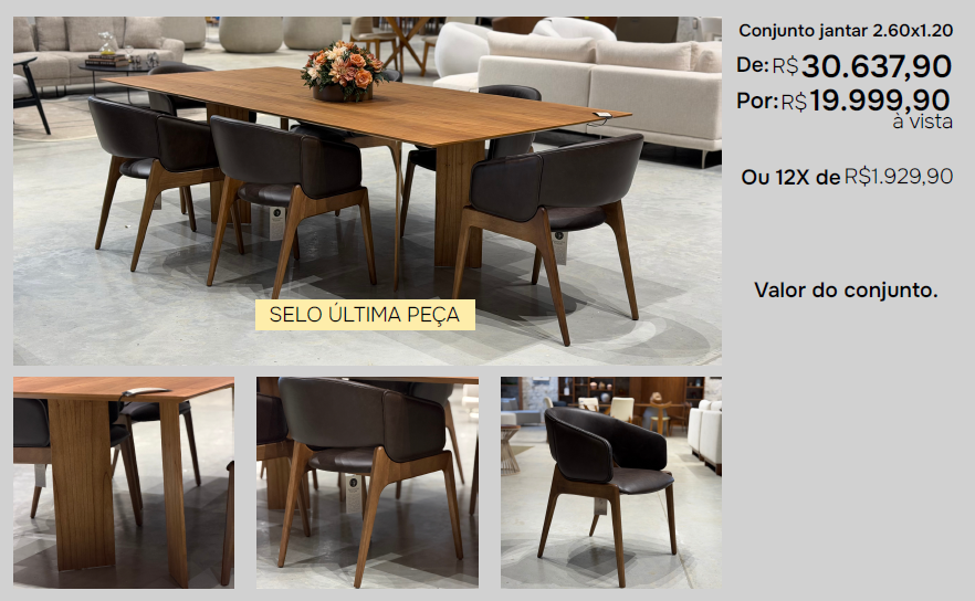 Conjunto jantar 2.60x1.20